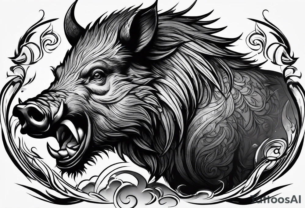 angry boar tattoo idea