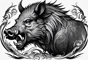 angry boar tattoo idea