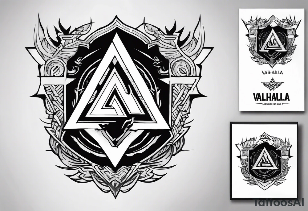 Valhalla fire runes lightning
Sword shield valknut tattoo idea