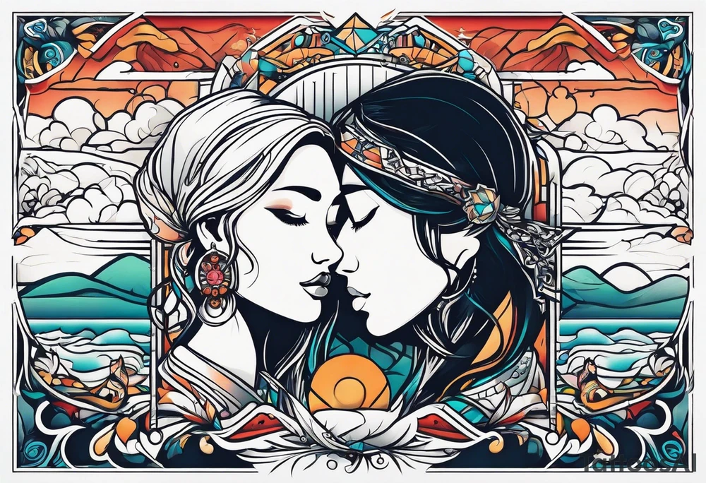 symbolic, son and daughter, rectangle, reverse tattoo tattoo idea