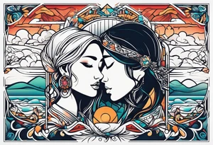 symbolic, son and daughter, rectangle, reverse tattoo tattoo idea