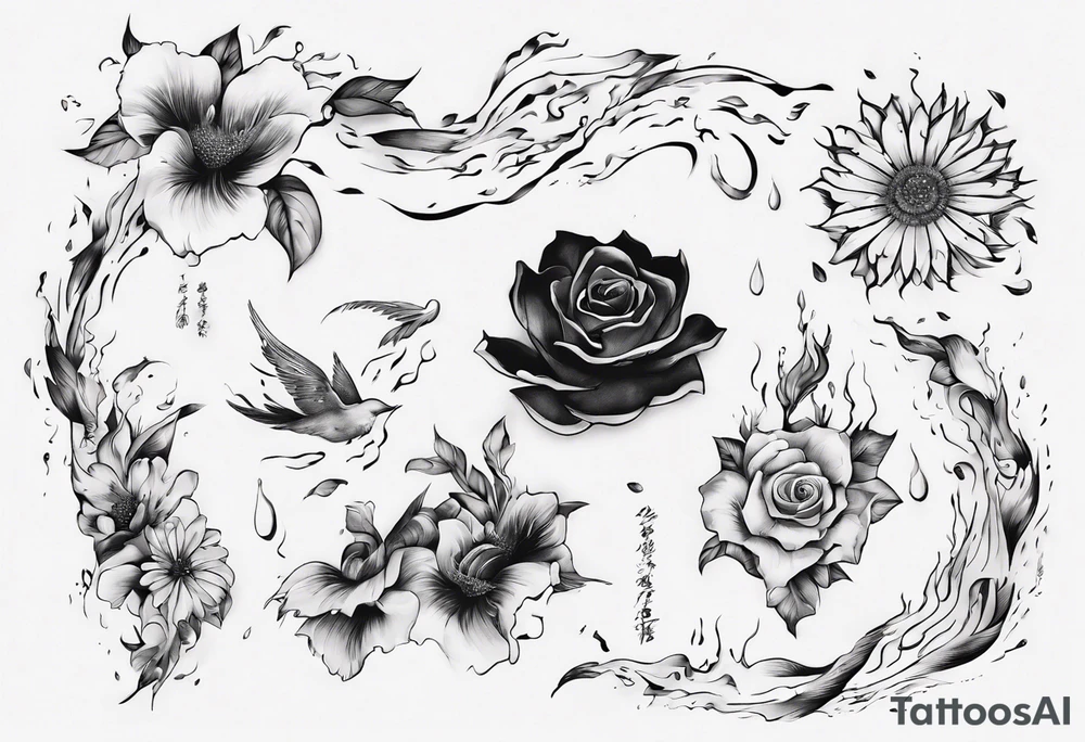 “ I think the meaning of my happiness is you” lyrics with hints of water movement tattoo idea