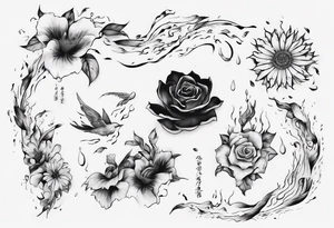 “ I think the meaning of my happiness is you” lyrics with hints of water movement tattoo idea