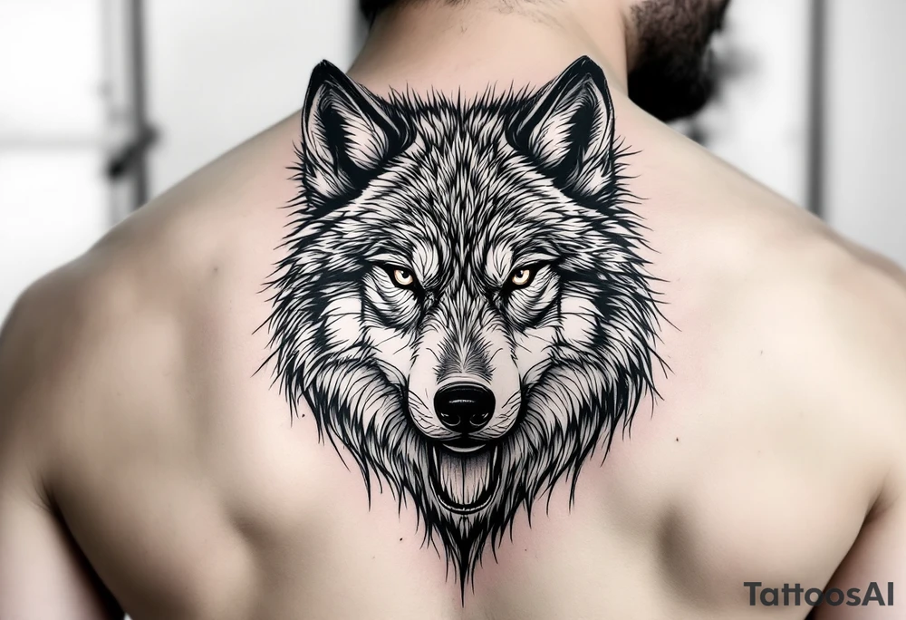 mongolian grey wolf tattoo idea