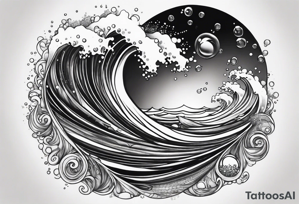 ocean waves bubbles tattoo idea