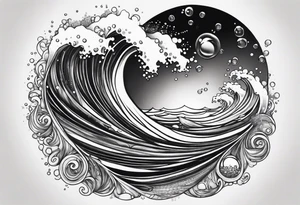 ocean waves bubbles tattoo idea