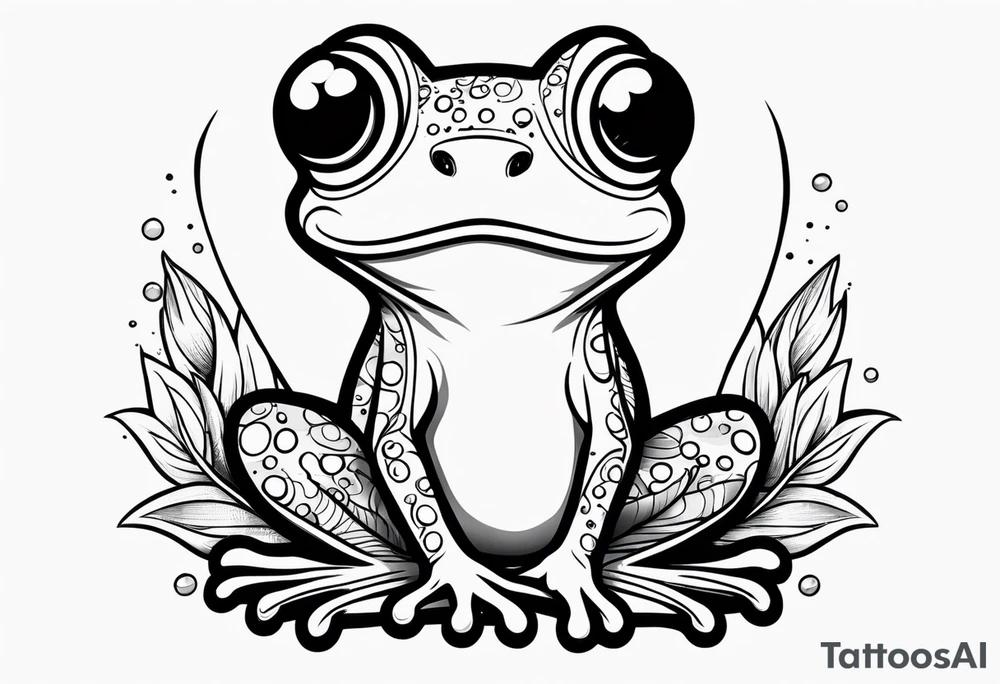 Cute small frog holding rainbow flag tattoo idea