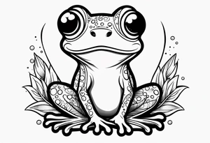 Cute small frog holding rainbow flag tattoo idea