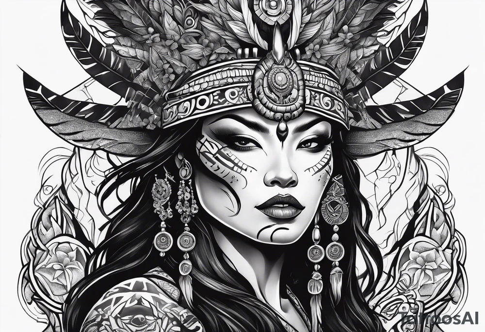 dark fantasy style shaman, witch doctor tattoo idea