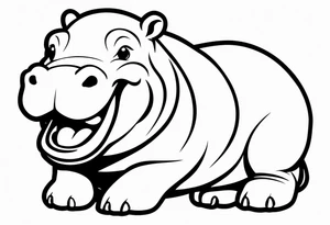 Baby hippo laughing tattoo idea