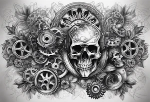 Gears and skulls tattoo idea
