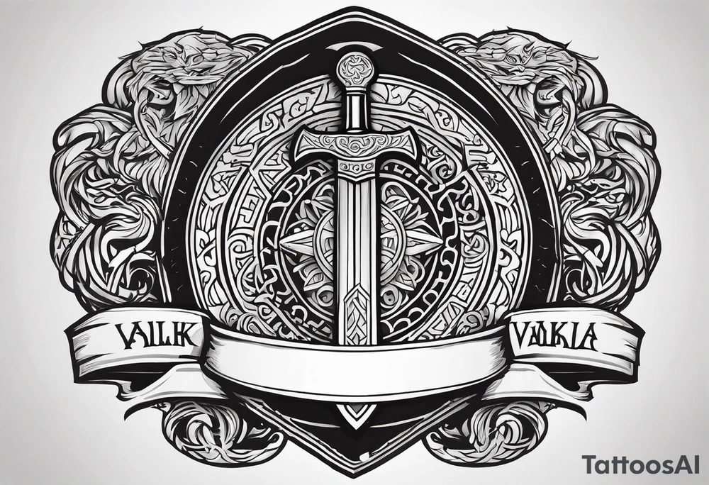 Valhalla viking gods shield hatchet sword tattoo idea