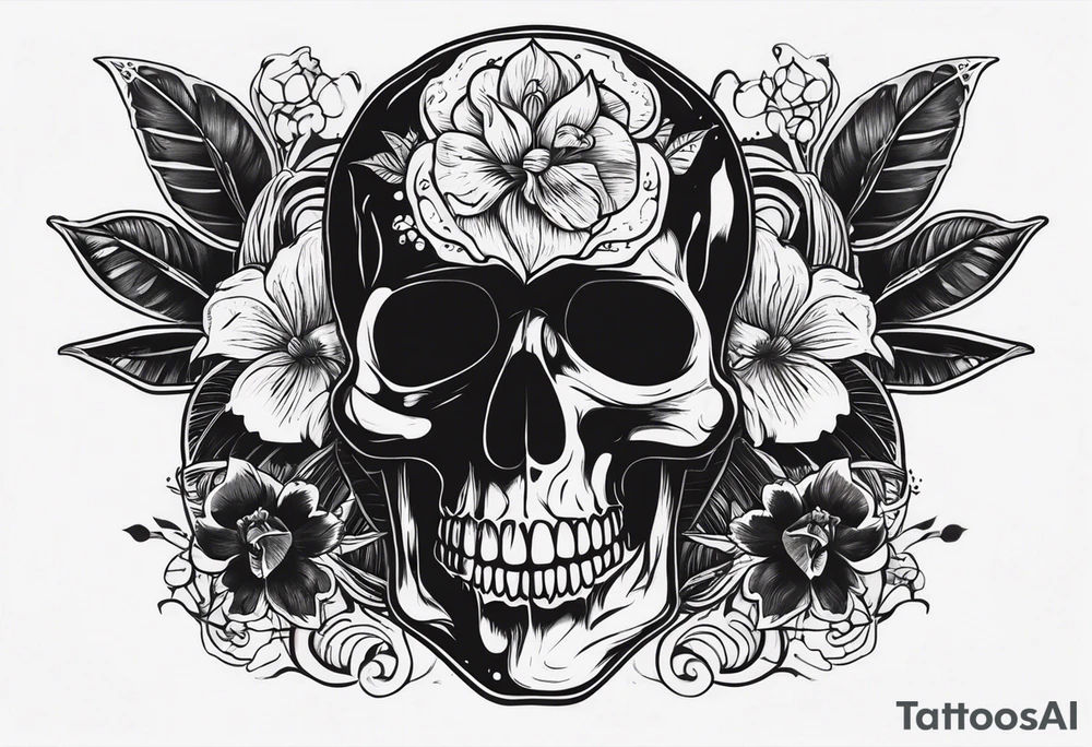 Skull tattoo with Memento Mori written on it tattoo idea