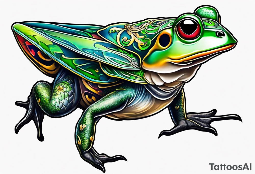 Duck toad moth tattoo idea