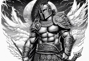 coloseum gladiator lightning and clouds tattoo idea