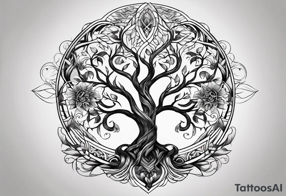 Tree of life phoenix tattoo idea