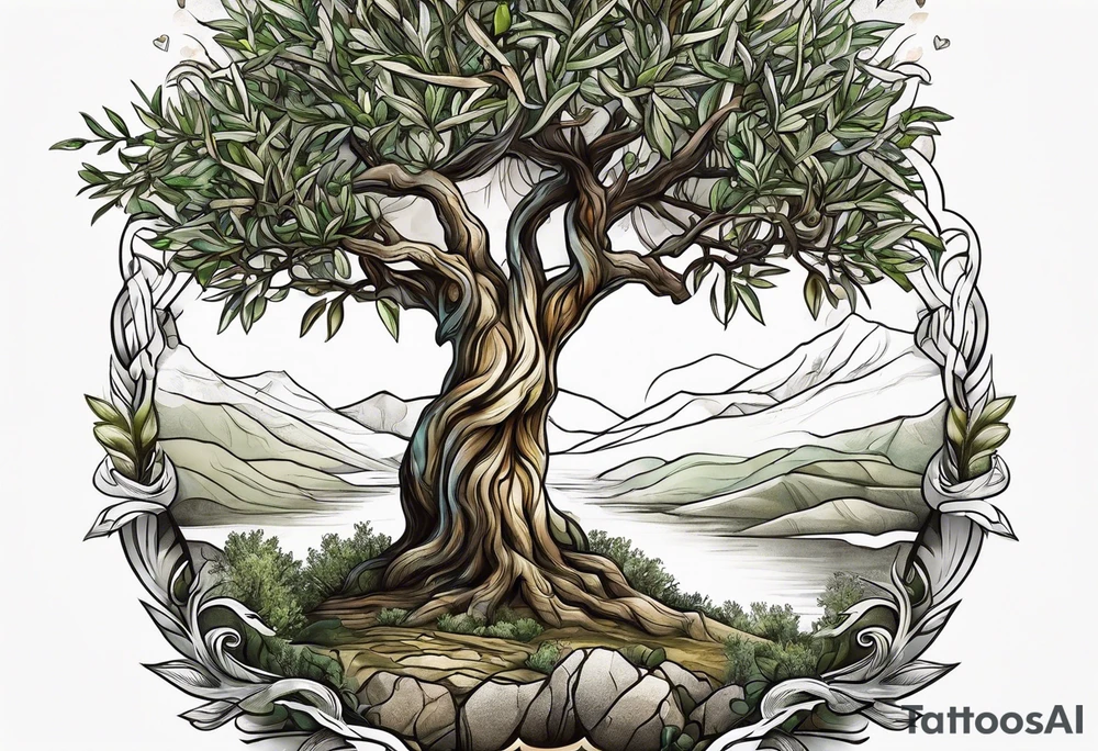 olive tree tattoo idea