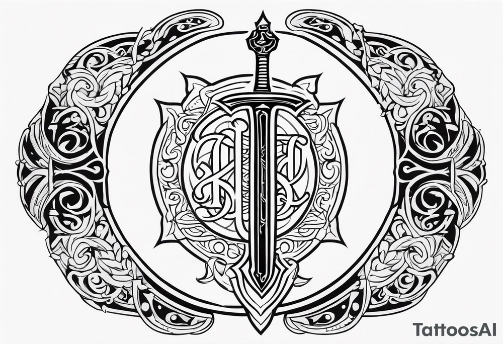 sword Valhalla feath prayer tattoo idea