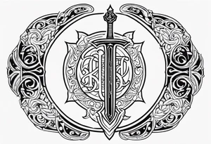sword Valhalla feath prayer tattoo idea