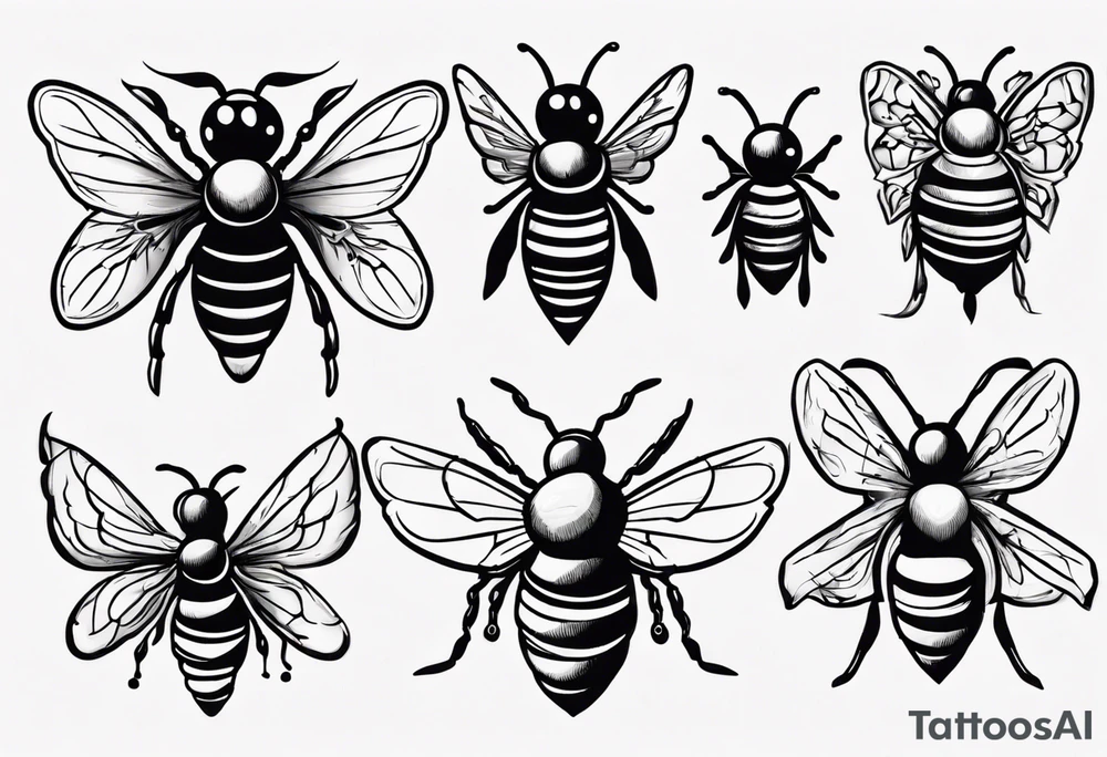 Biene, comic, klein, gesicht, seitenansicht tattoo idea