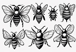 Biene, comic, klein, gesicht, seitenansicht tattoo idea