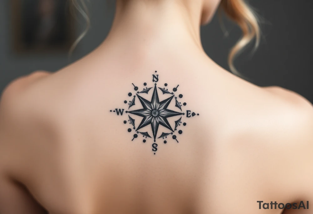 Floral compass tattoo idea