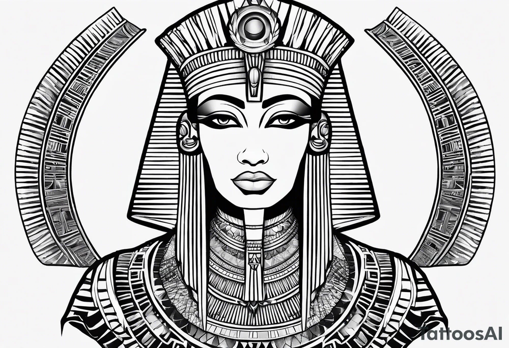black and white Egyptian goddess Isis tattoo idea