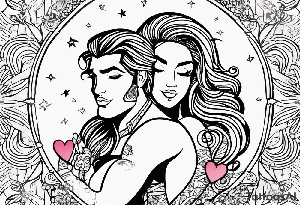 Virgo male leo female zodia signs 

lovers tattoo idea