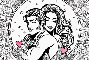 Virgo male leo female zodia signs 

lovers tattoo idea