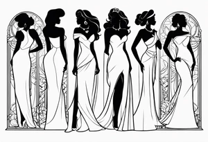 A silhouette  of the 
muses from the Disney movie Hercules as black women tattoo idea