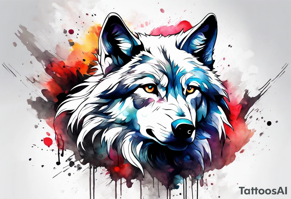 Injured wolf tattoo idea