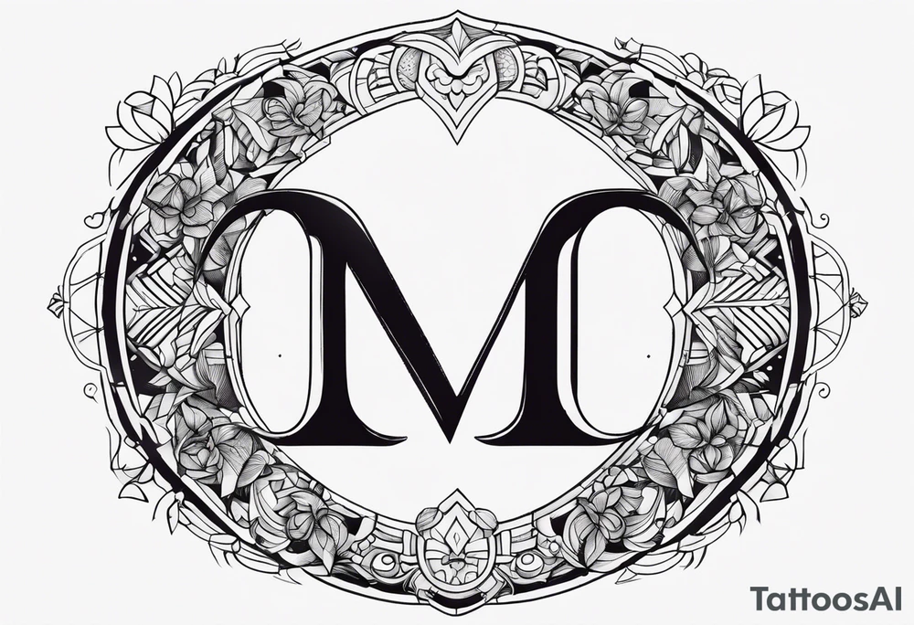 Moon and letter M tattoo idea
