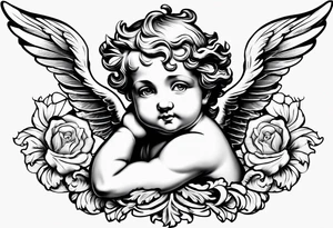 one putti with wings smiling tattoo idea