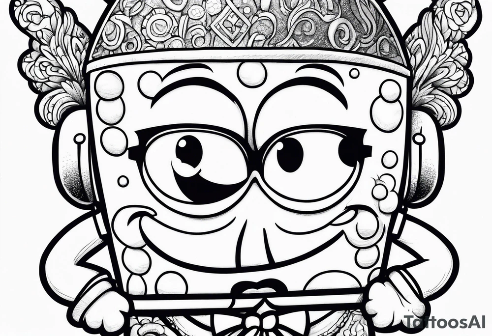 A sexy women wearing SpongeBob SquarePants clothing tattoo idea