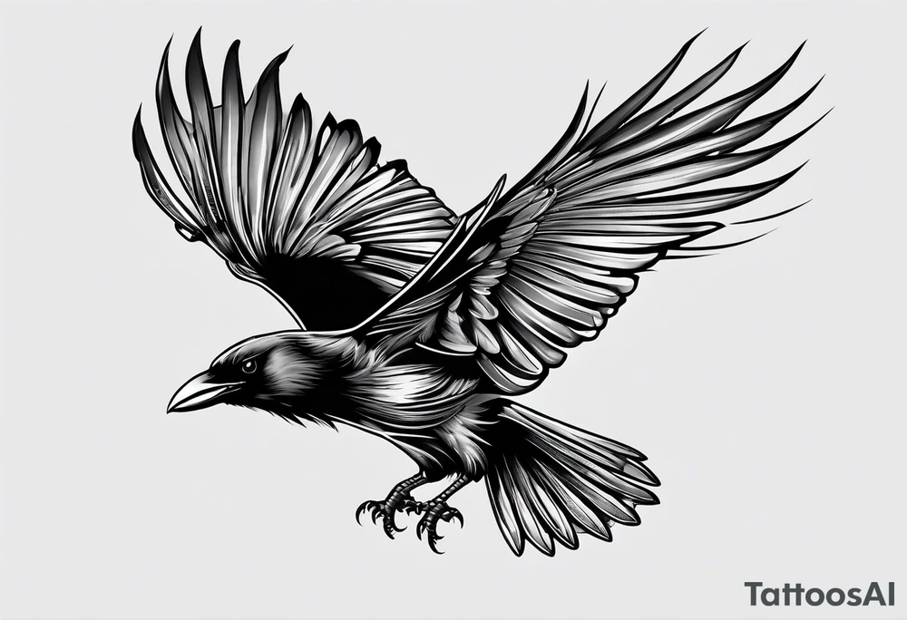 simple crow tattoo line artwork looking for the top down tattoo idea