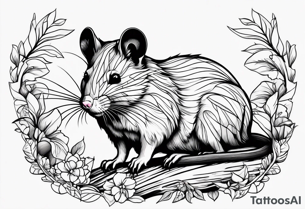 Wood rat, feminine, gentle, beautiful, small likes tattoo idea