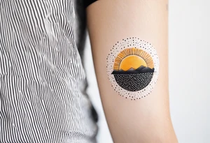 scandi looking sunshine made of dots tattoo idea
