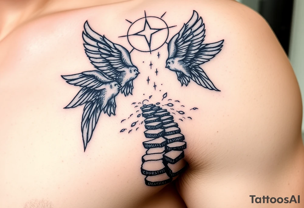 Pathway to heaven with angels tattoo idea