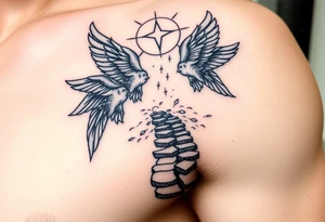 Pathway to heaven with angels tattoo idea