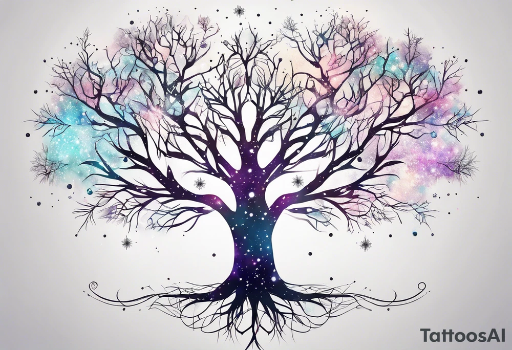Constellation, tree , snowflake tattoo idea