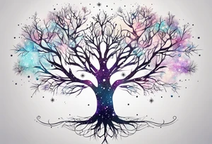Constellation, tree , snowflake tattoo idea