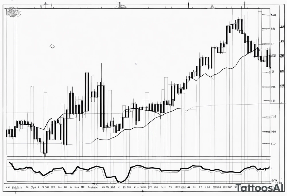 Trading chart with up trend and meaningful qauot that express the up movement tattoo idea