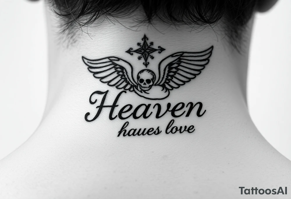 Heaven love theme saying angel baby tattoo idea