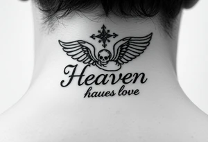 Heaven love theme saying angel baby tattoo idea