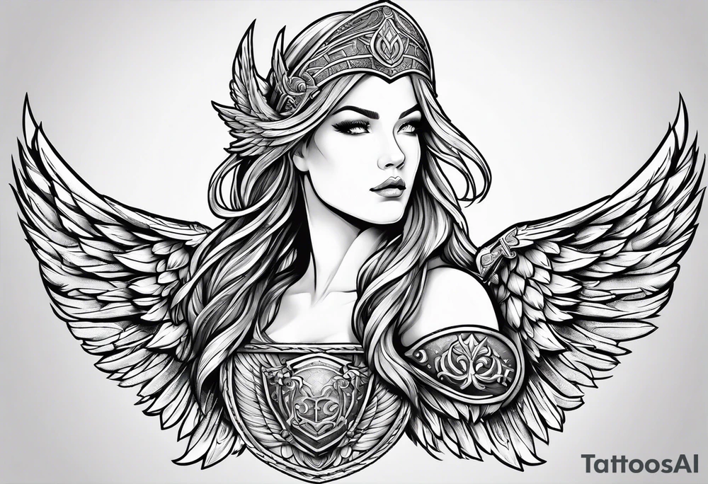 shield maiden wings tattoo idea
