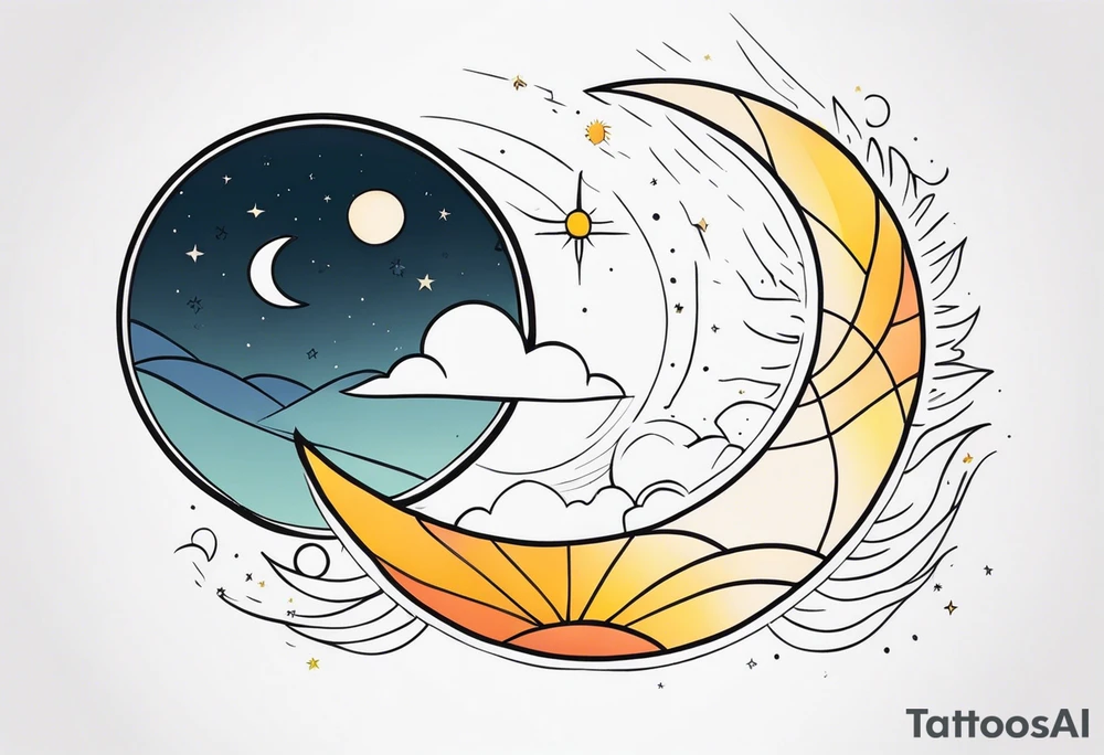 Moon and sun tattoo idea