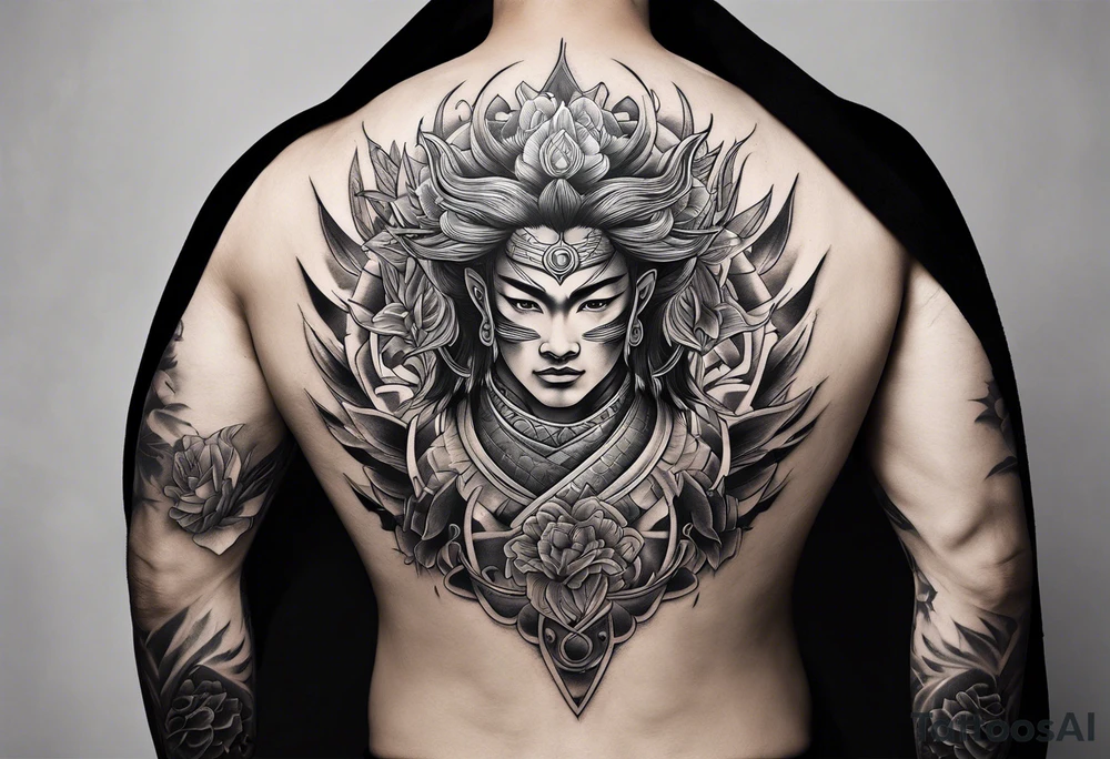 upper back tattoo that represent martial art tattoo idea