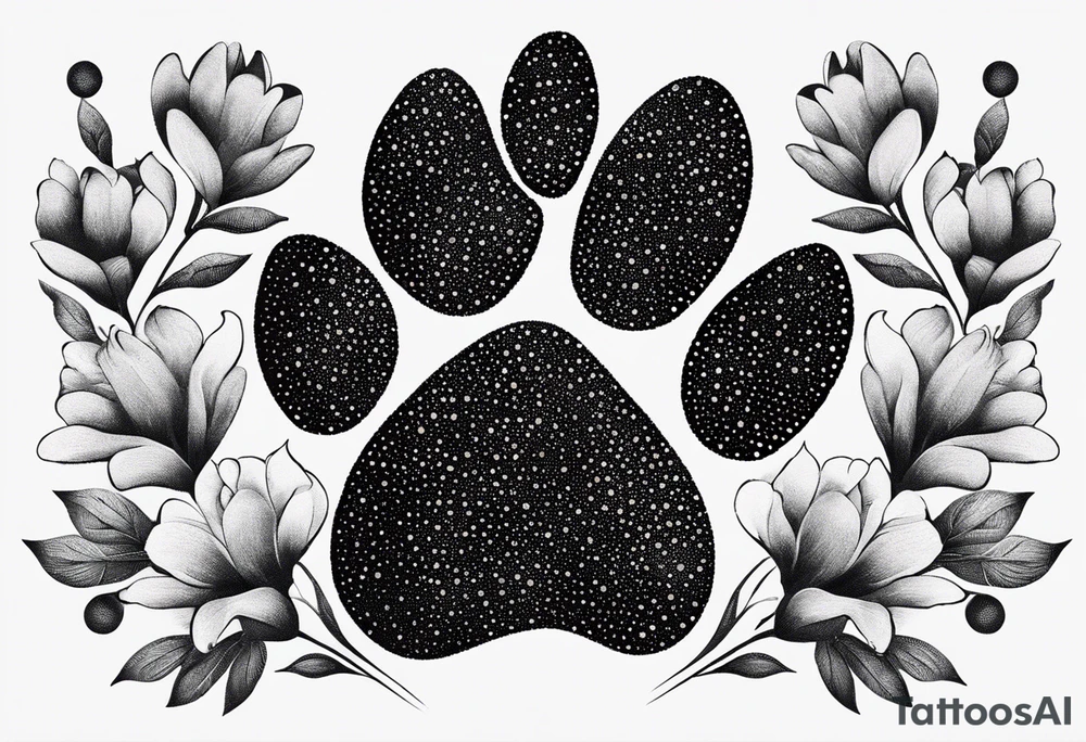 Paw print made with flowers tattoo idea