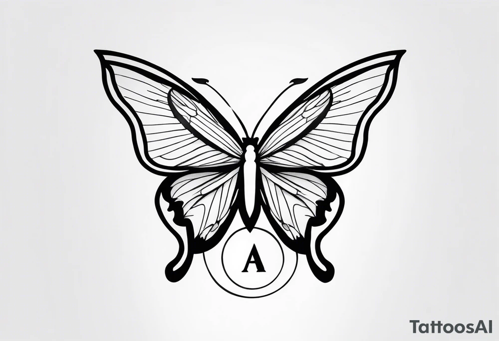 Letter A with butterfly tattoo idea