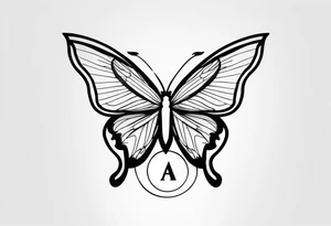 Letter A with butterfly tattoo idea
